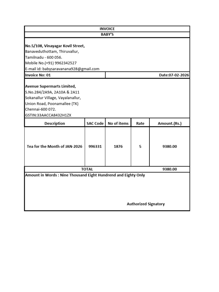 Invoice - Jan '26 | PDF
