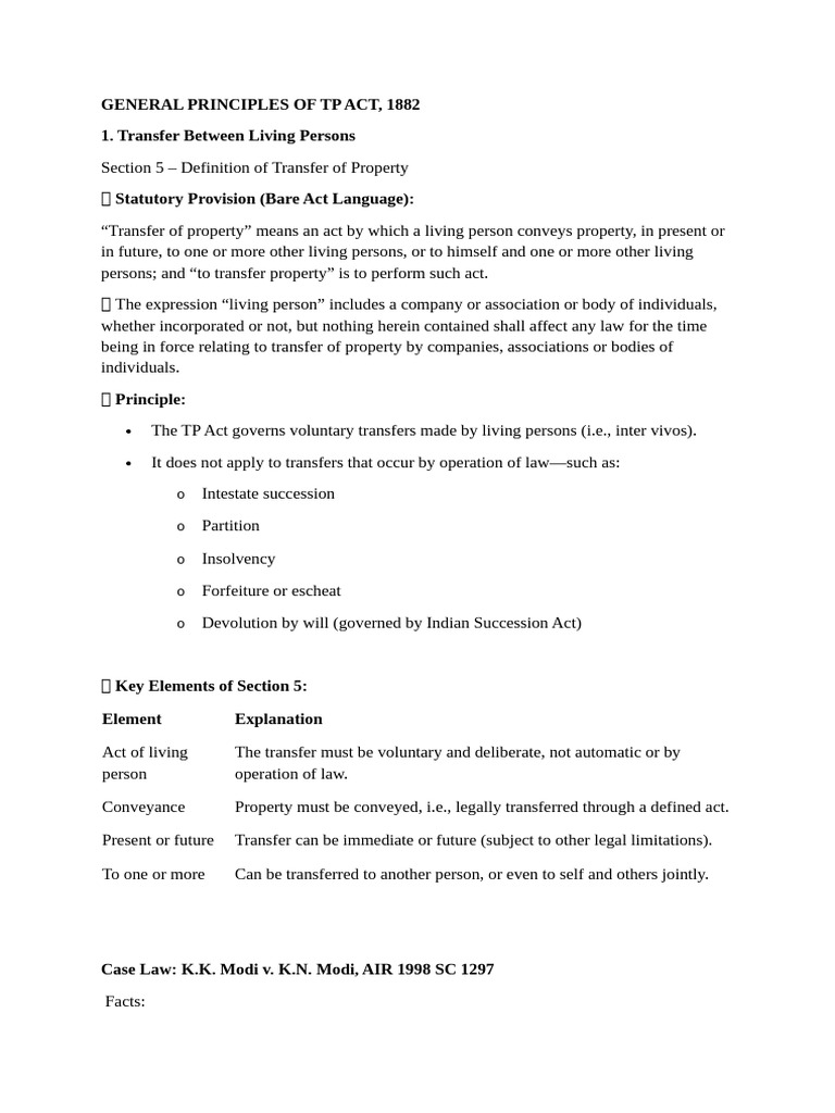 General Principles of TP Act | PDF | Property | Consideration
