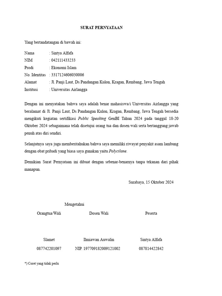 Format SP Sertifikasi Batch 1 | PDF