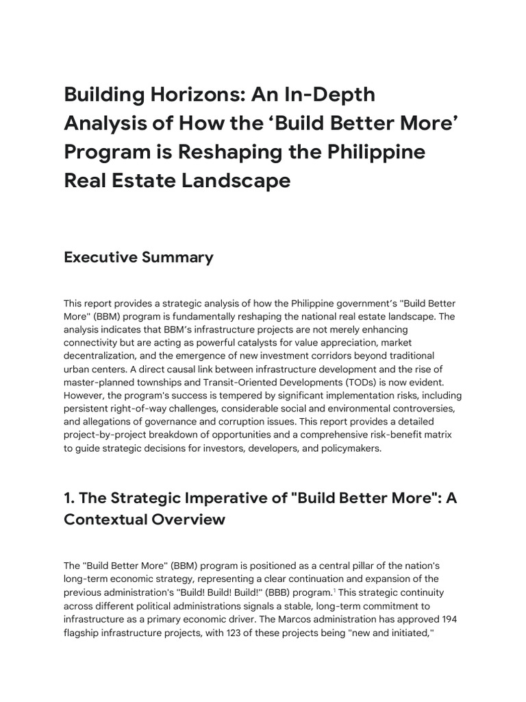 Build Better More' Program Is Reshaping The Philippine Real Estate ...