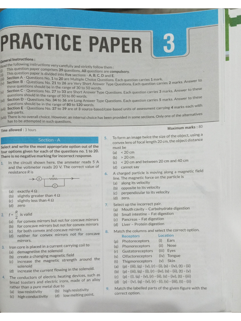 Science Sample Paper 3 | PDF