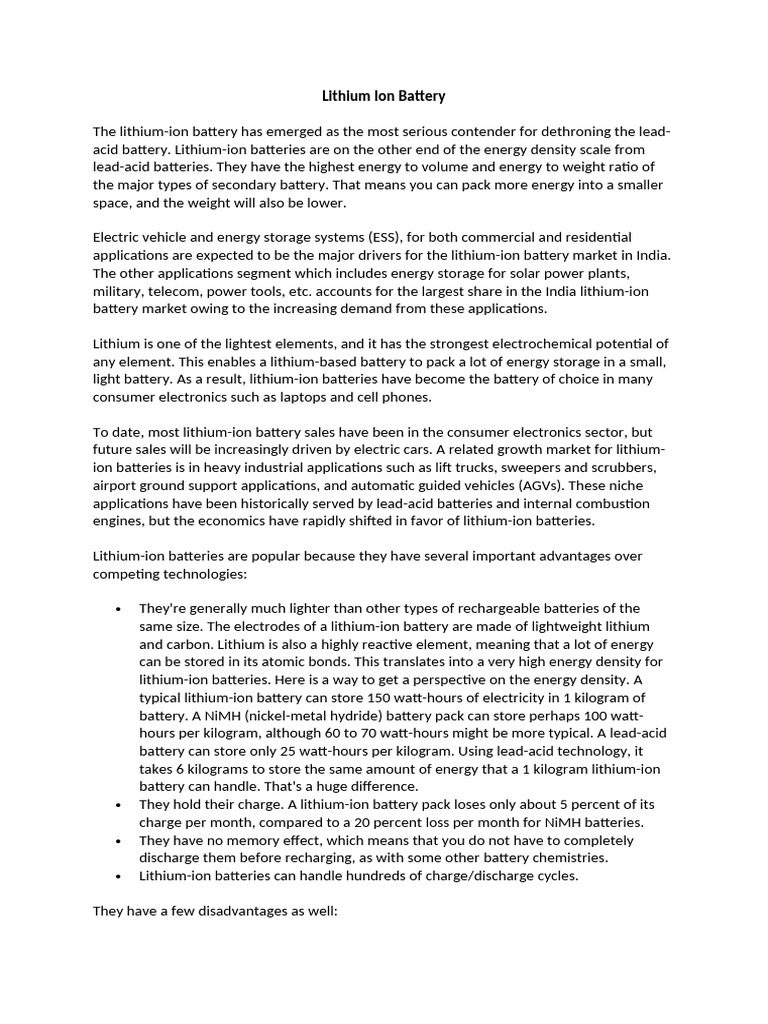 Research on Batteries (24 Nov 2019) | PDF | Lithium Ion Battery ...