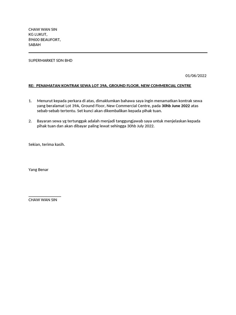 Terminate Tenancy | PDF