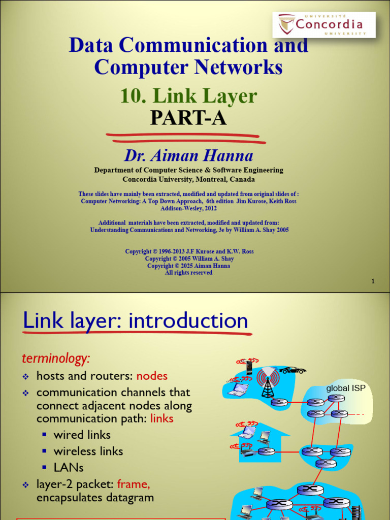 10 Link Layer Part A | PDF | Network Topology | Channel Access Method
