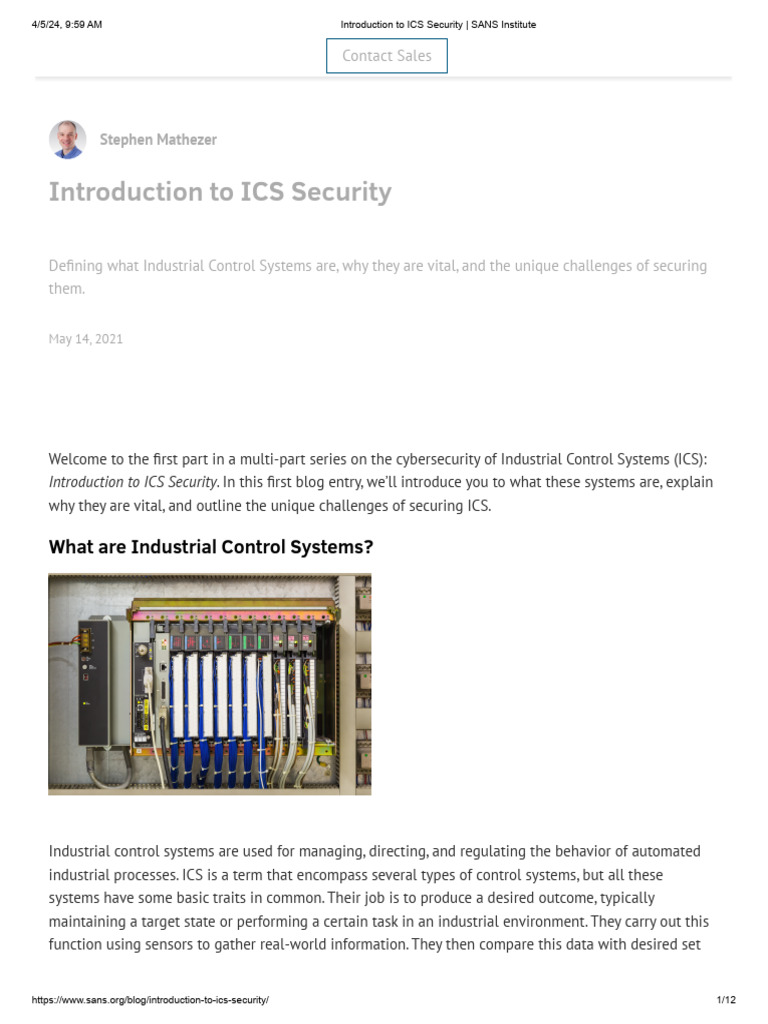 Introduction To ICS Security | PDF | Programmable Logic Controller ...