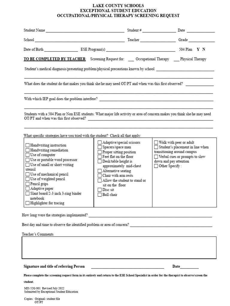 1 OT PT Screening Request Revised 8.25.25 | PDF