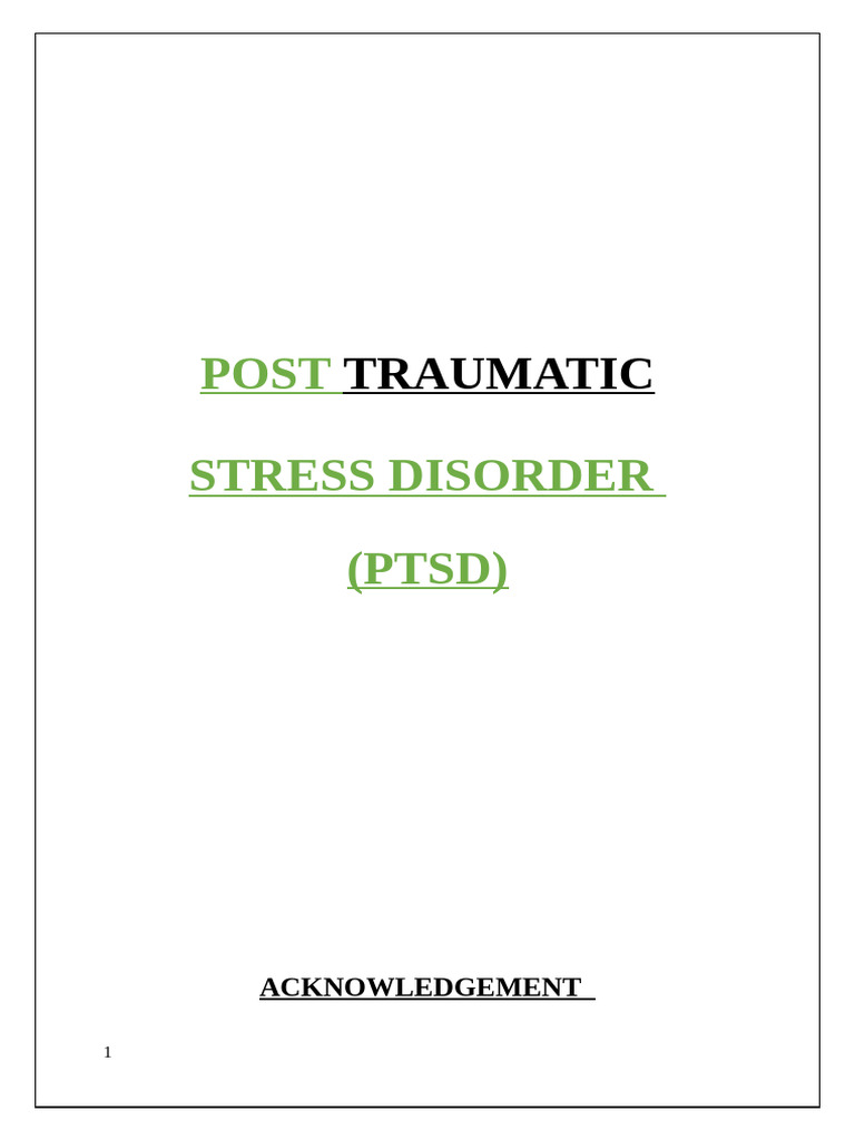 Post Traumatic Stress Disorder | PDF | Psychological Trauma | Mental Health