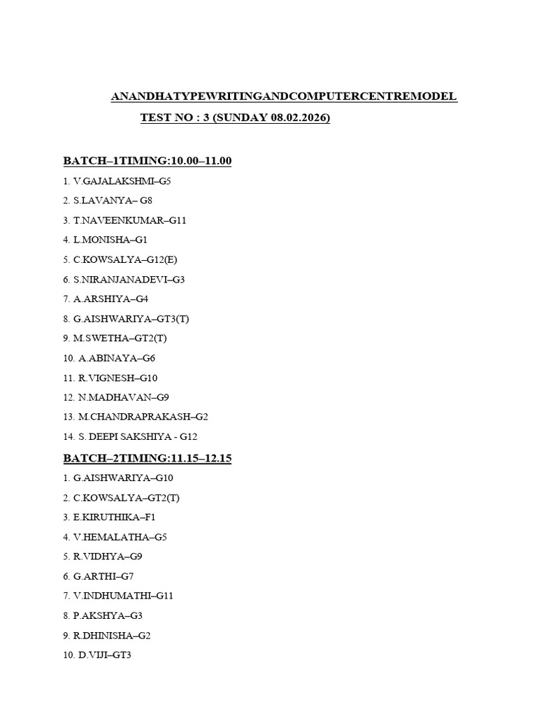Final Test Batch | PDF