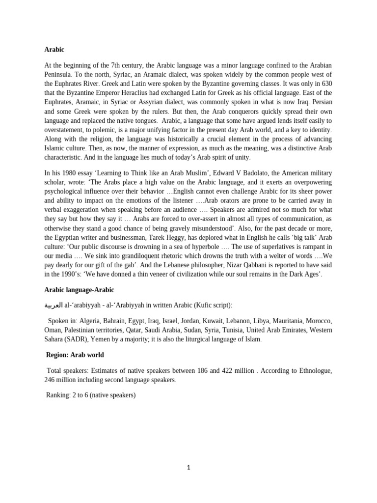 Arabic Language PDF Free | PDF | Arabic | Dialect