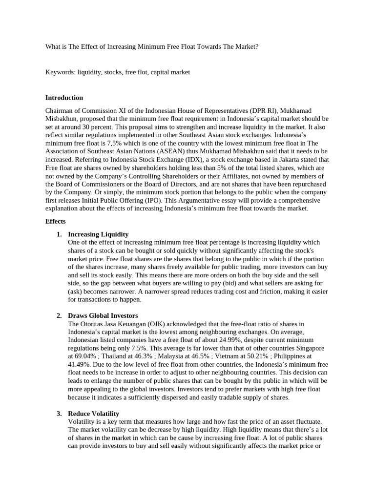 How Increasing Minimum Free Float Effects The Market | PDF | Initial ...