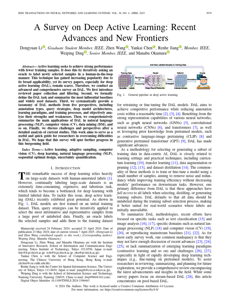 A Survey on Deep Active Learning Recent Advances and New Frontiers ...