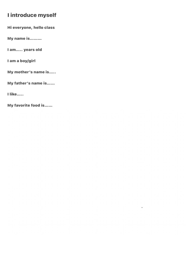 I Introduce Myself | PDF