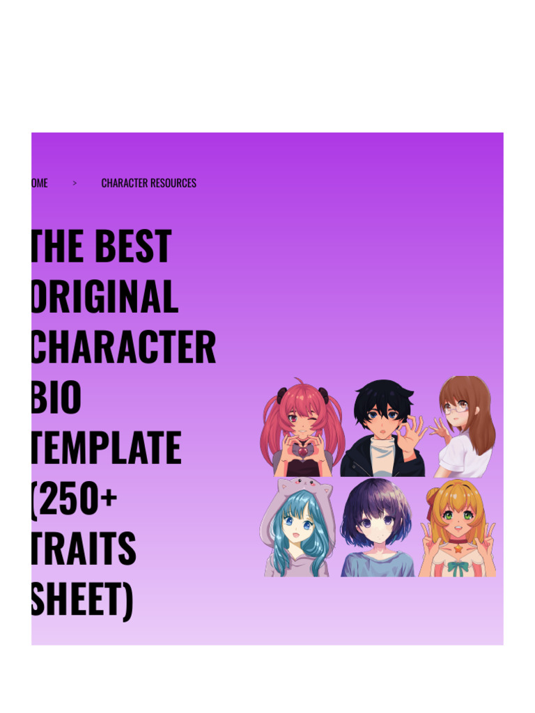 The Best Original Character Bio Template (250+ Traits Sheet ...