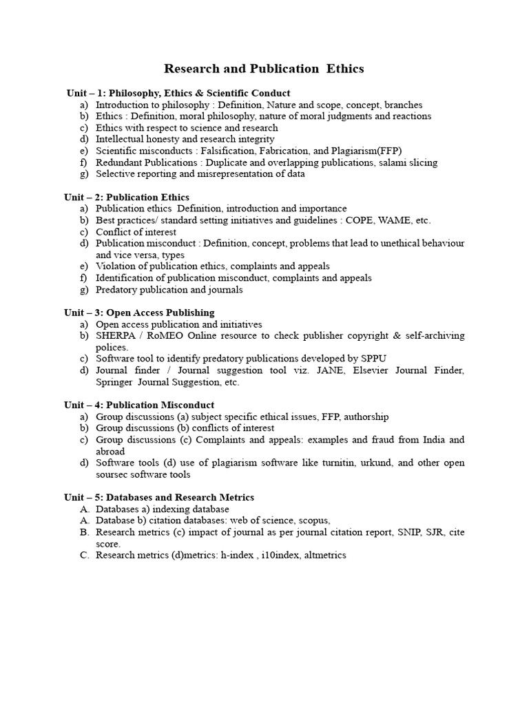 Notes - Research and Publication Ethics Syllabus 28-06-2024 | PDF ...