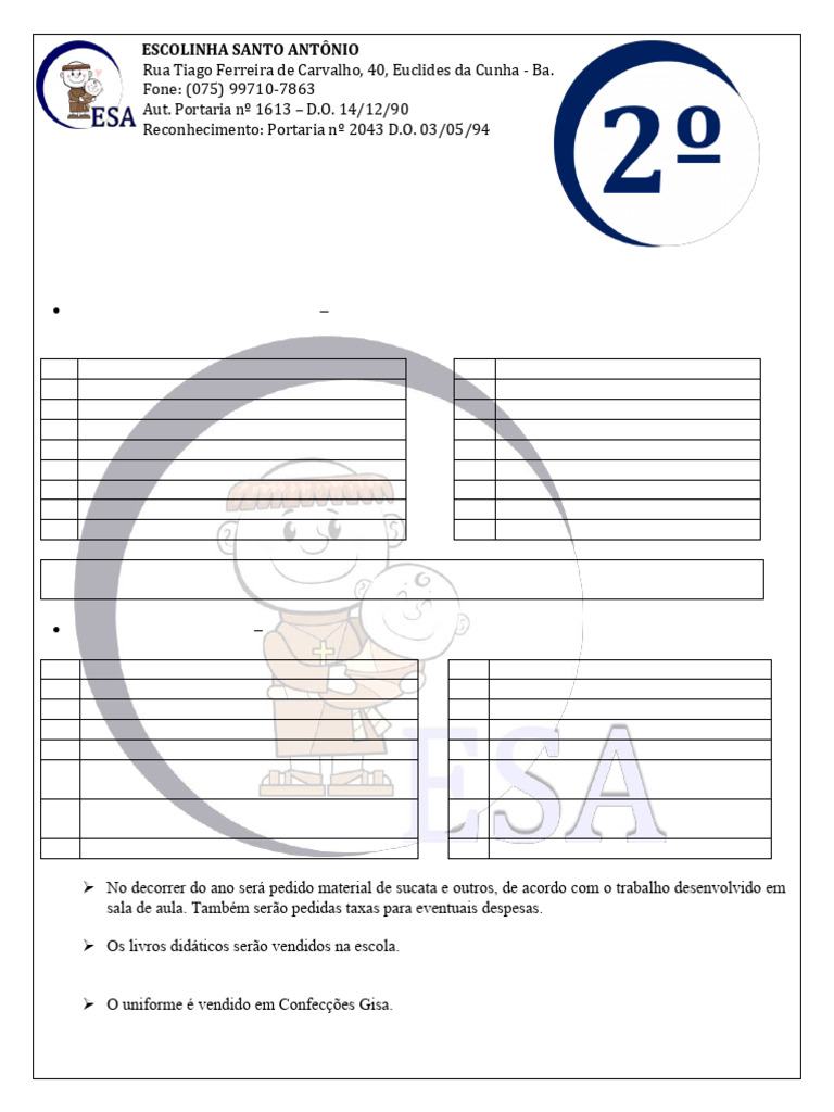 Lista de Material Escolar 2 Ano-1 | PDF | Conservação e materiais de ...