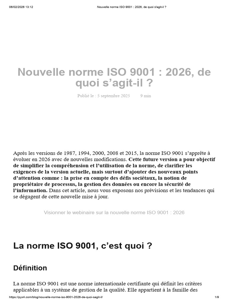 Nouvelle Norme ISO 9001 - 2026, de Quoi S'agit-Il | PDF | Management de ...