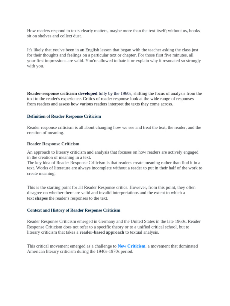 10 Reder Responce Criticism | PDF