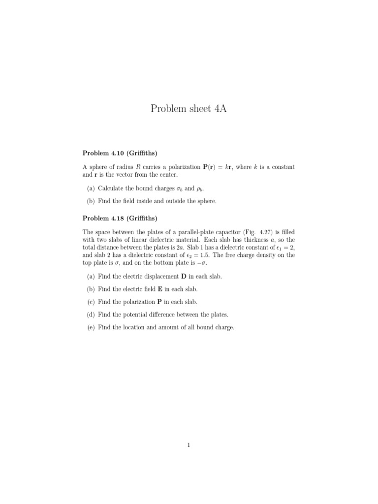 Problem Sheet 4A | PDF