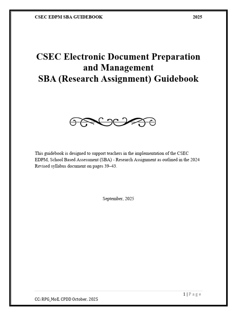CSEC EDPM SBA Guidebook - Research Assignment | PDF | Data ...