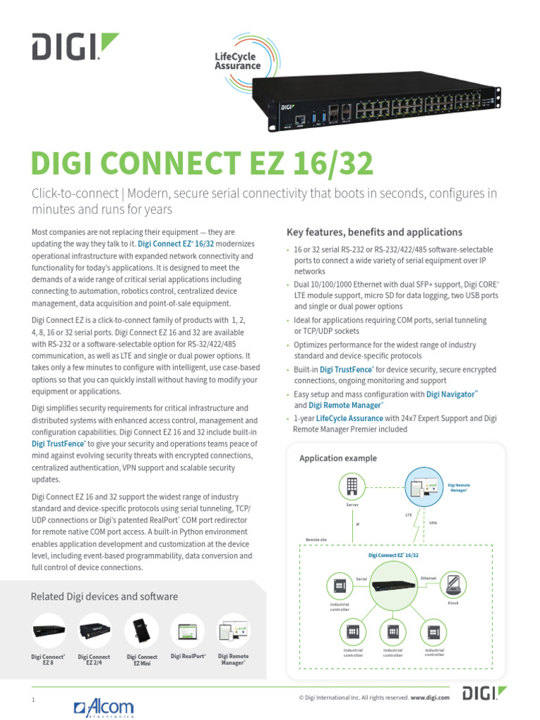 Digi Connect Ez 16 32 Datasheet 1 | PDF | Computer Network | Port ...