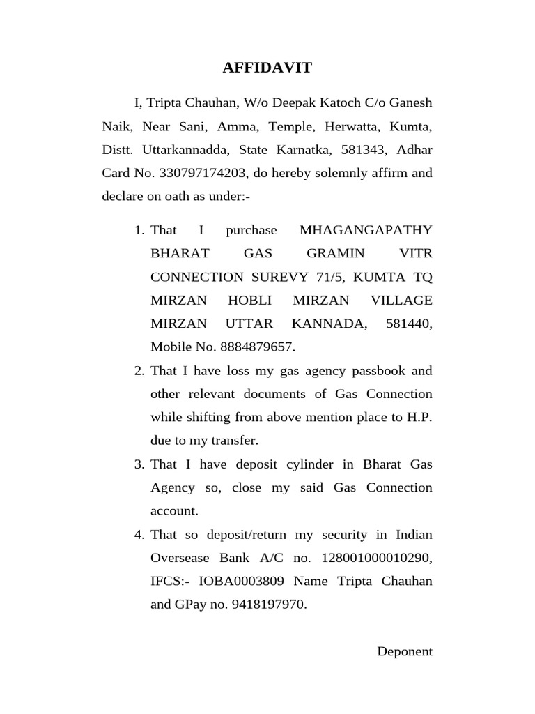 Affidavit Gas Agency | PDF