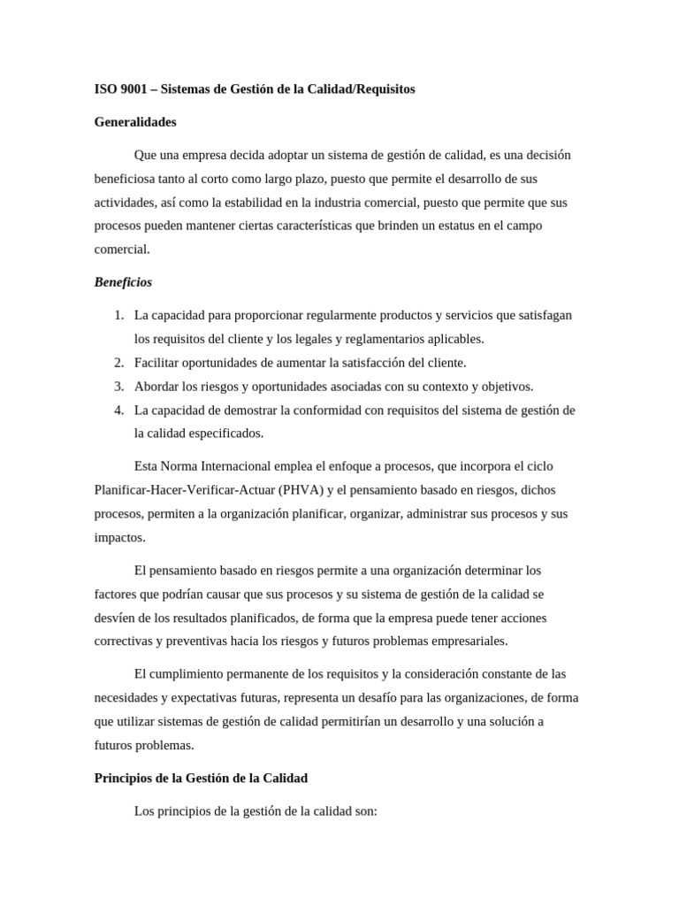 Iso 9001 | PDF | Sistema de manejo de calidad | Gestión de la calidad