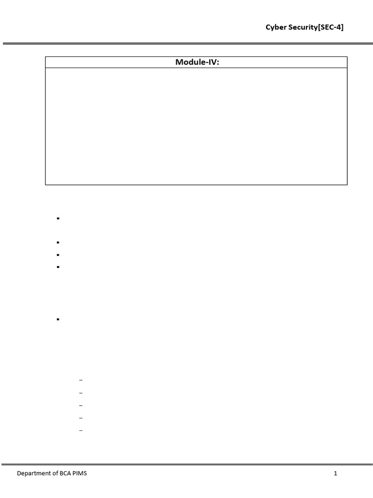 PIMS Cyber Sec Module4 Notes | PDF | Security | Computer Security