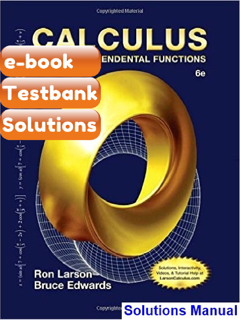 Testbank for Calculus Early Transcendentals 6th Edition Edwards | PDF ...