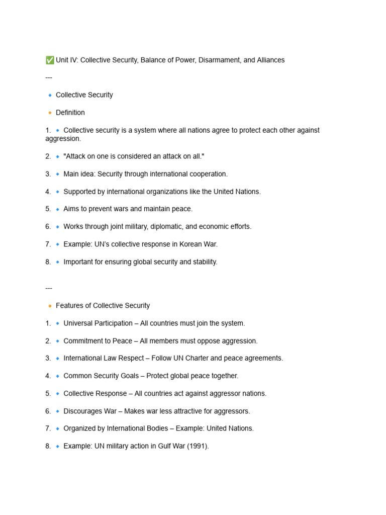 Int.rel and Org- Key Pt Notes UNIT 4,2,3 | PDF | Arms Control ...
