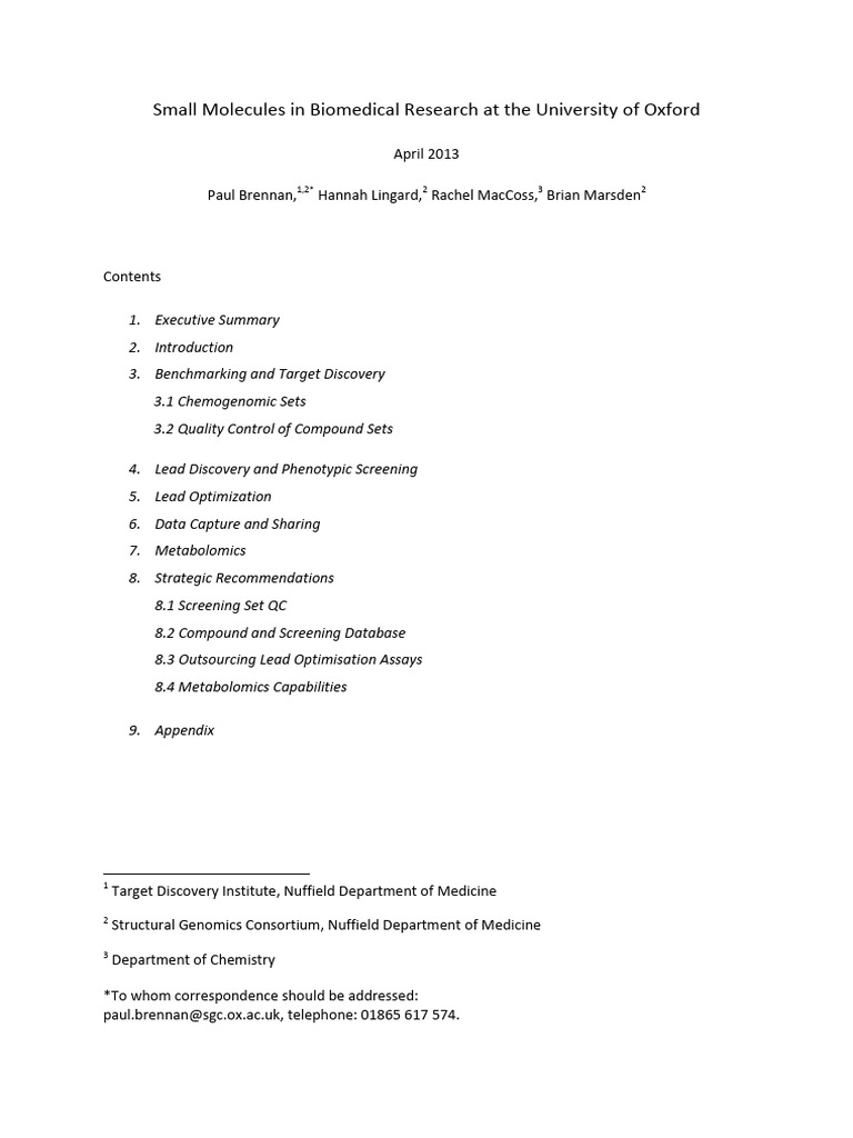 Small Molecule Audit | PDF | High Throughput Screening | Metabolomics