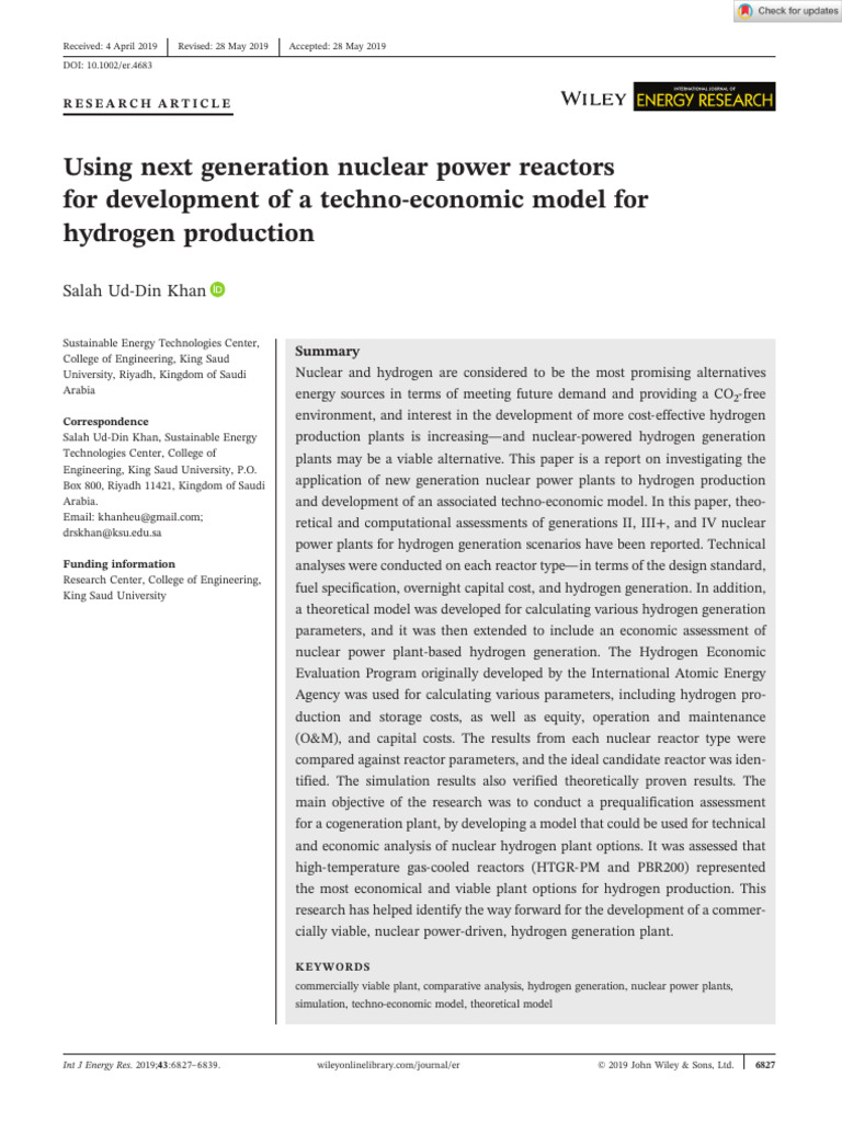 Using Next Generation Nuclear Power Reactors For Development of A ...