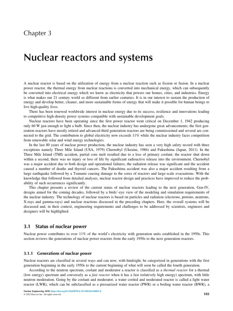 Chapter Nuclear Reactor System | PDF | Pressurized Water Reactor ...