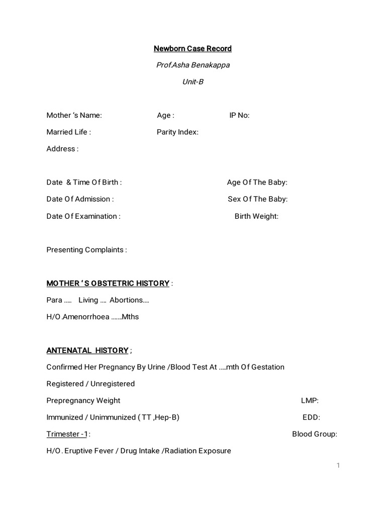 Newborn Case Record 23 | PDF