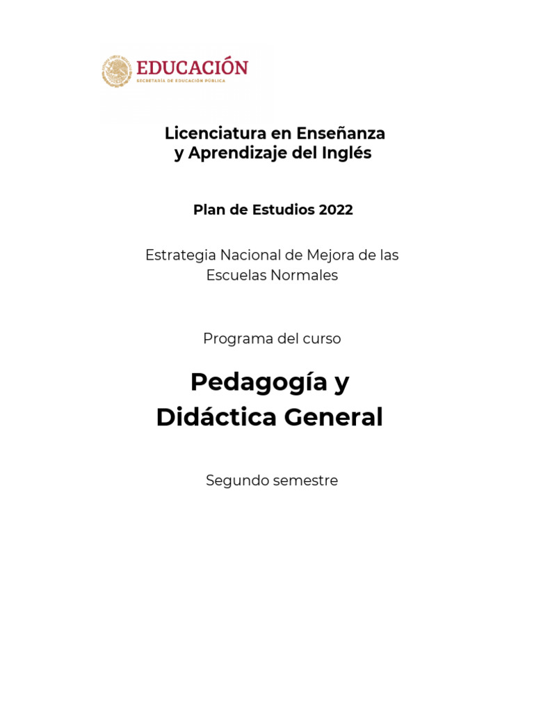 Plan de Estudios Pedagogía y Didáctica General | PDF | Pedagogía ...