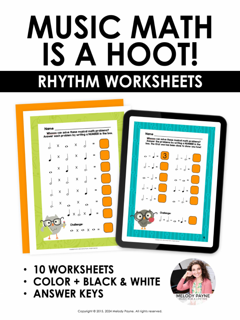 MusicMathRhythmWorksheetsforPianoMusicClassMusicMathisaHoot 2 | PDF