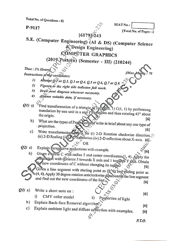 Cg Unit-5 Endsem Paper Solution | PDF