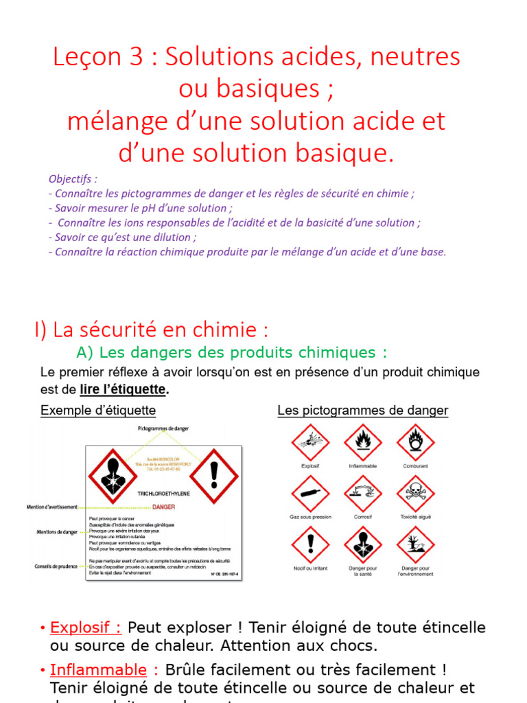 Lecon 3 de 3eme PH Des Solutions | PDF | Ph | Acide