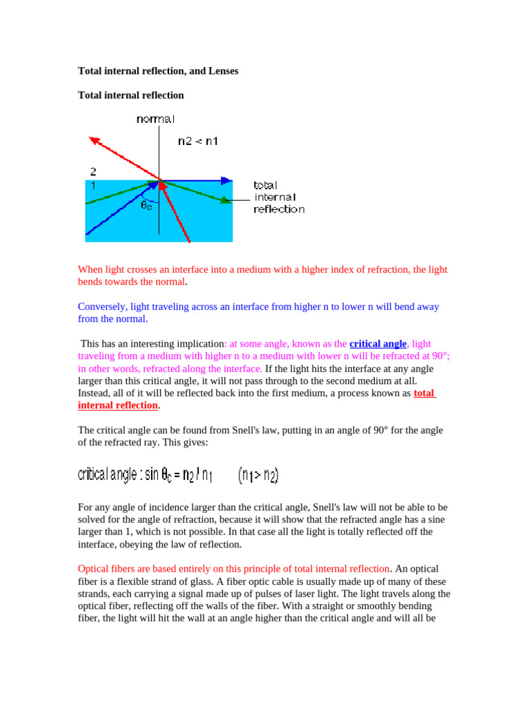 Total Internal Reflection | PDF | Electrodynamics | Glass Engineering ...