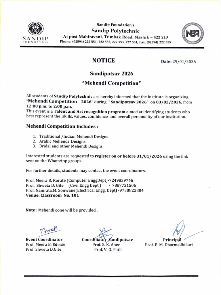 Mehandi Compitition Notice | PDF