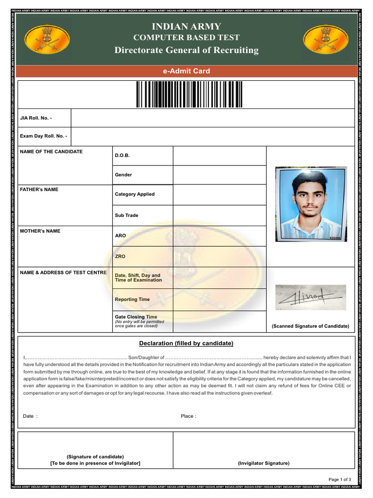 Admit Card | PDF | Identity Document