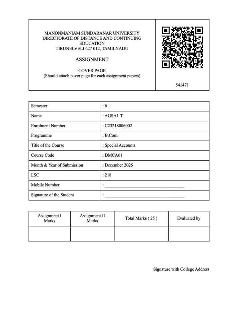 MSU Assignment Cover Page | PDF