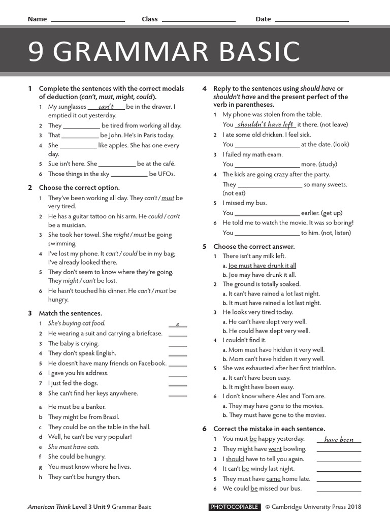L3 Unit 9 Grammar Basic AmE | PDF