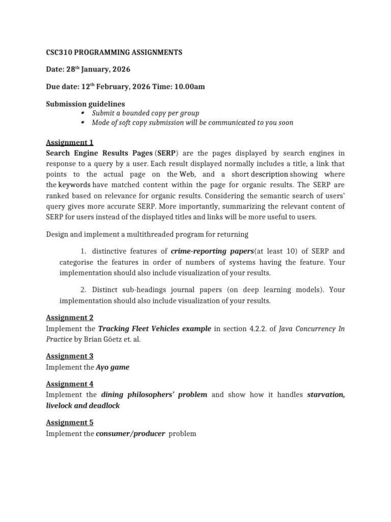 CSC310 2025-2026 Assignments | PDF