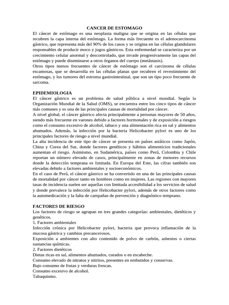 EXPOSICION CANCER DE ESTOMAGO EXPOSICION CANCER DE ESTOMAGO | PDF ...