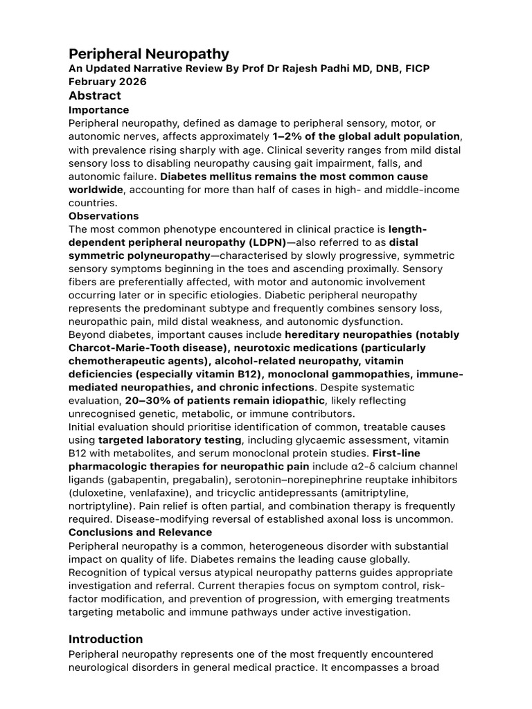 Peripheral Neuropathy 2026 | PDF | Peripheral Neuropathy | Axon