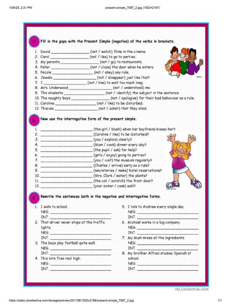 Present Simple Activity 2 Part2 | PDF