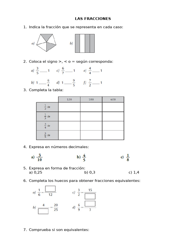 Repaso Tema 6 Fracciones | PDF