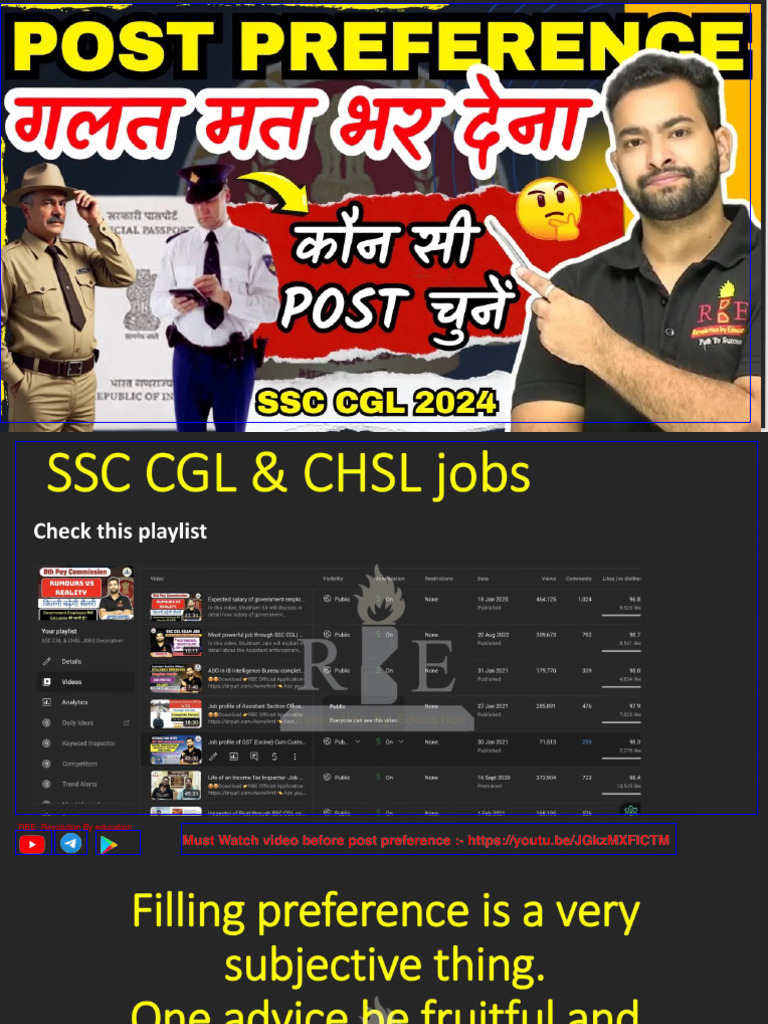 SSC CGL 2024 Post Preference by Shubham Sir All You Need to Know | PDF
