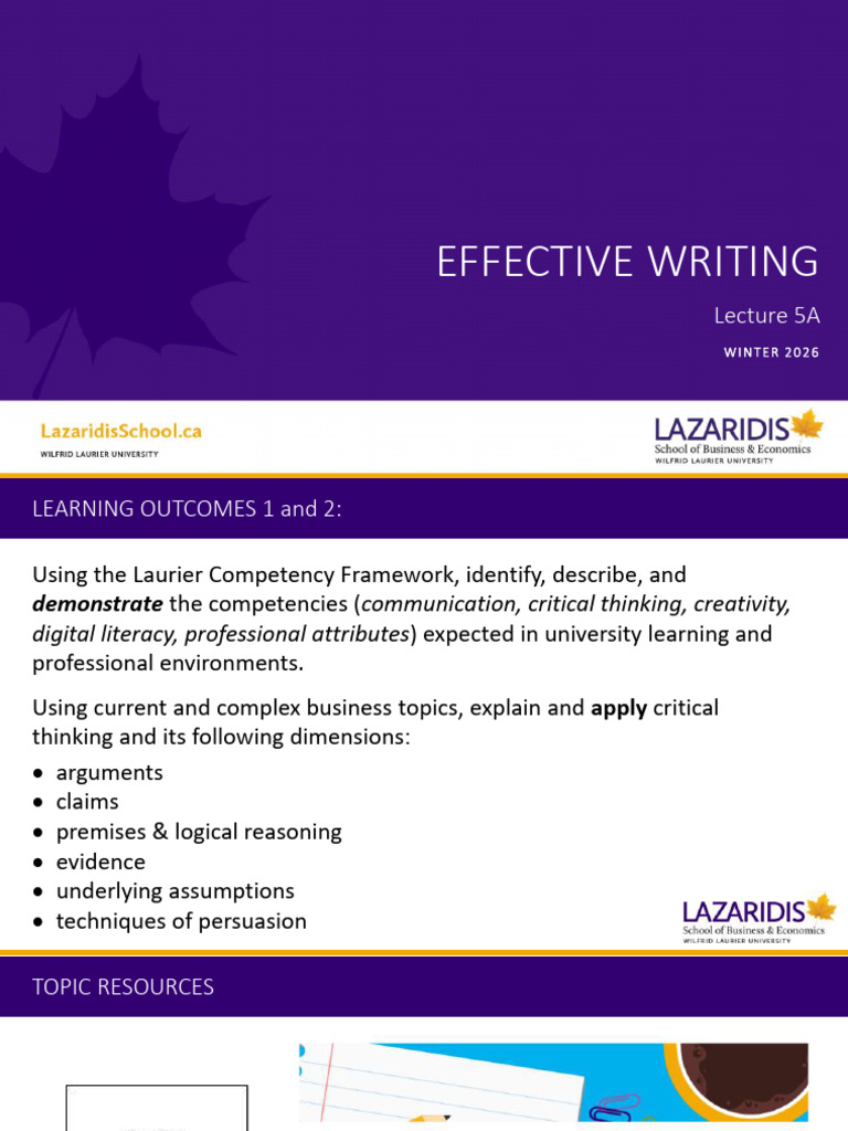 BU121 Lecture 5A Writing Workshop | PDF | Critical Thinking | Thought