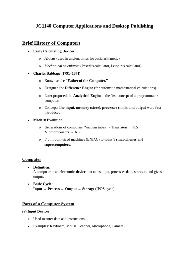 Lecture Notes _Computer Applications and Desktop Publishing | PDF ...